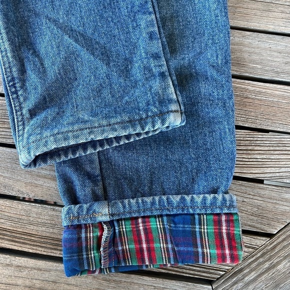 VTG Land’s End Lined High Rise Mom Jeans Women’s Size 6 Festive Plaid GUC USA - Picture 5 of 8